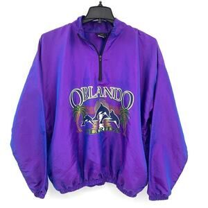 VTG 1994 Orlando FL Purple/Blue Iridescent Nylon Pullover Top One Size Joe Cool